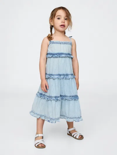 Gap Baby & Toddler Ruffle Tiered Denim Dress In Light Wash