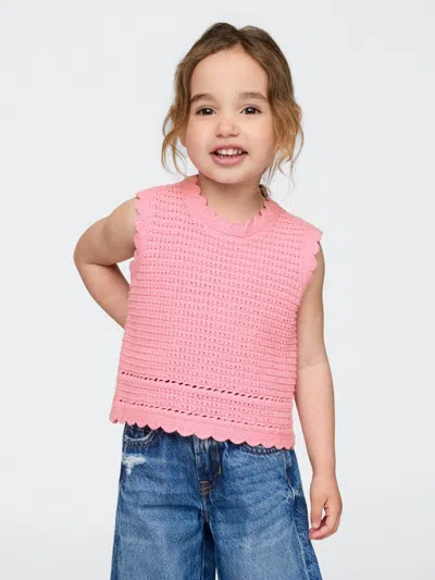 Gap Baby & Toddler Scalloped Crochet Top In May Pink