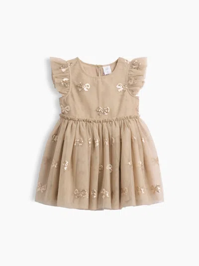 Gap Baby & Toddler Sequin Bow Tulle Dress In Quail