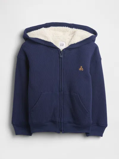Gap Baby & Toddler Sherpa-lined Thermal Zip Hoodie In Blue