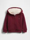 Gap Baby & Toddler Sherpa-lined Thermal Zip Hoodie In Burgundy