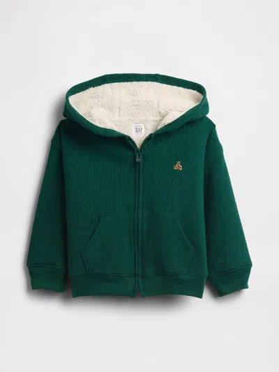 Gap Baby & Toddler Sherpa-lined Thermal Zip Hoodie In Green