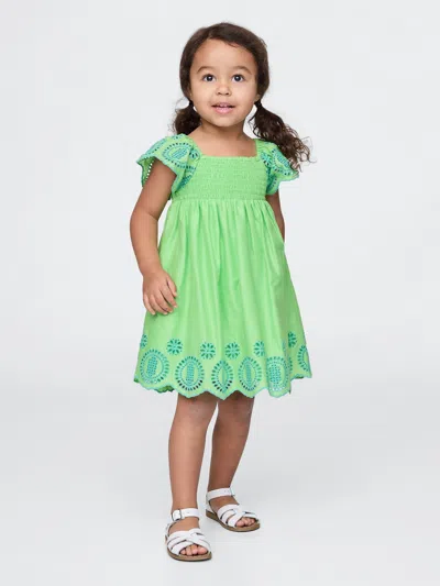 Gap Baby & Toddler Smocked Eyelet Dress In Julep Green