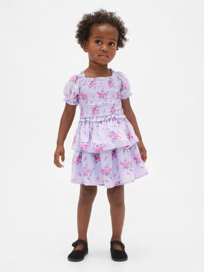 Gap Baby & Toddler Smocked Puff-sleeve Dress In Purple