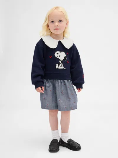 Gap Baby & Toddler Snoopy Ruffle Collar Sweatshirt Dress In Blue