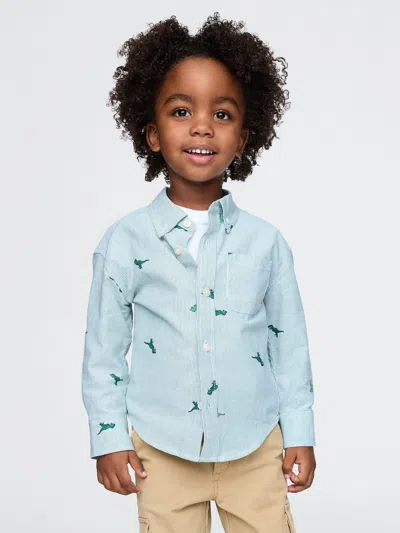 Gap Baby & Toddler Striped Oxford Big Shirt In Mesculen Green