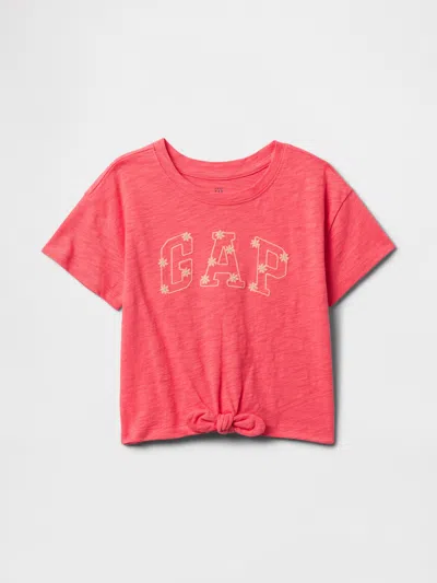Gap Baby & Toddler Tie-front Logo T-shirt In Fresh Coral