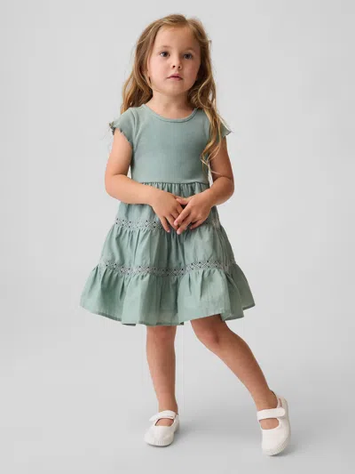 Gap Baby & Toddler Tiered Lace-trim Dress In Green