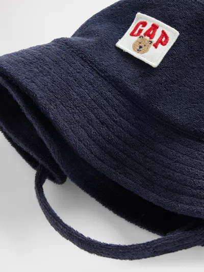 Gap Baby & Toddler Towel Terry Brannan Bear Logo Bucket Hat In Blue