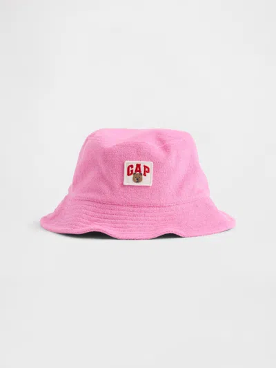Gap Baby & Toddler Towel Terry Brannan Bear Logo Bucket Hat In Pink