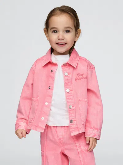 Gap Baby & Toddler Ultrasoft Denim Logo Chore Jacket In Coral Frost