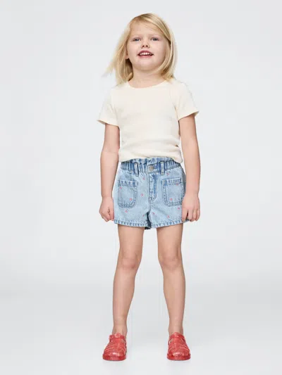 Gap Baby & Toddler Ultrasoft Ruffle Stride Shorts In Light Wash Indigo