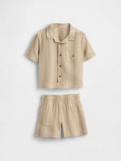 Gap Baby & Toddler Waffle Cabana Outfit Set In Brown