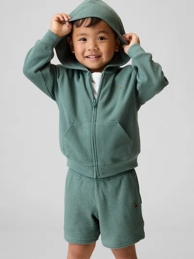 Gap Kids' Baby & Toddler Waffle Zip Hoodie In Green