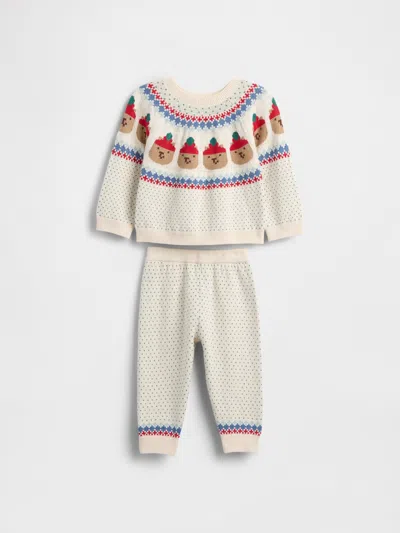 Gap Kids' Baby Bear Fair Isle Sweater Outfit Set In White