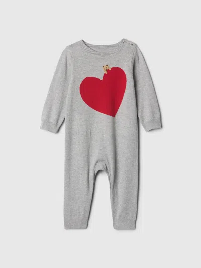 Gap Kids' Baby Bear Heart Sweater One-piece In Grey