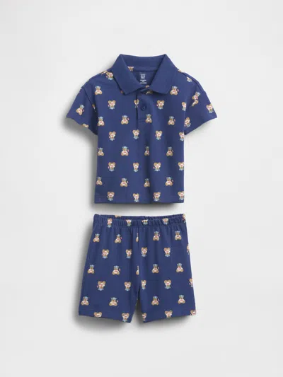 Gap Baby Brannan Bear Pique Polo Shirt Outfit Set In Blue