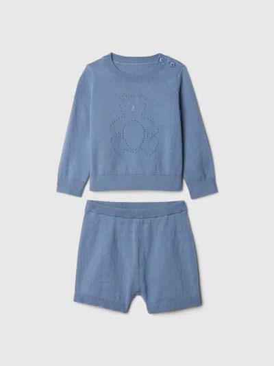 Gap Kids' Baby Brannan Bear Sweater Short Set In Soft Cornflower Blue