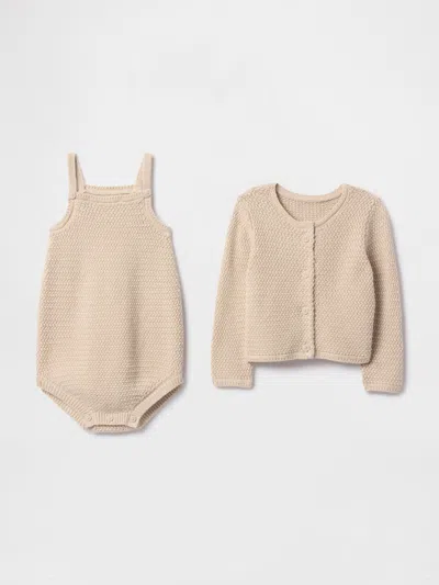 Gap Baby Cardigan Sweater Outfit Set In Bedrock Beige