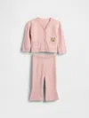 Gap Baby Cashsoft Bear Pocket Cardigan Sweater Set In Pink