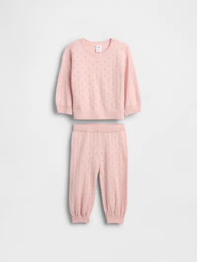 Gap Baby Cashsoft Pointelle Outfit Set In Pink