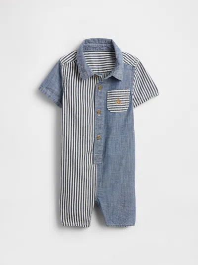 Gap Baby Chambray Stripe One-piece In Blue