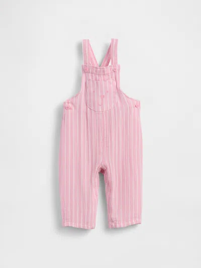 Gap Kids' Baby Cotton-gauze Brannan Bear Overalls In Pink