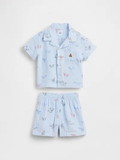 Gap Baby Cotton Gauze Cabana Outfit Set In Blue