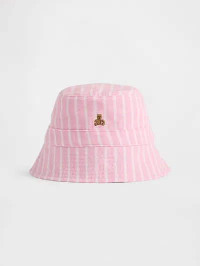 Gap Kids' Baby Cotton Gauze Stripe Bucket Hat In Pink