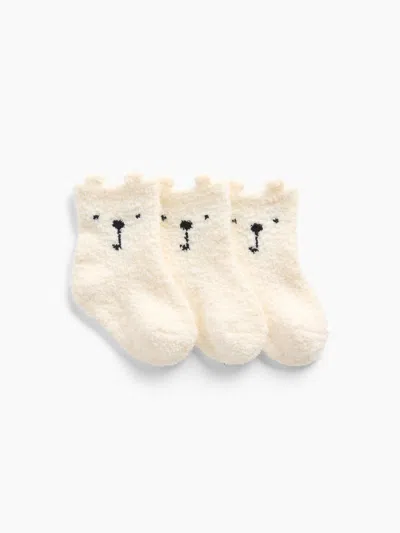 Gap Baby Cozy Bear Socks (3-pack) In Ivory Frost