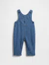 Gap Baby Cozy-lined Denim Bear Pocket Overalls In Blue