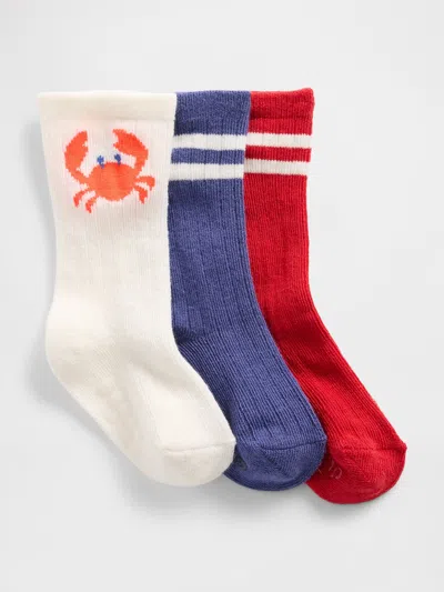 Gap Kids' Baby Crew Socks (3-pack) In Skipper Blue