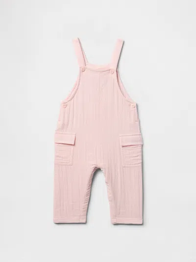 Gap Kids' Baby Crinkle Gauze Overalls In Misty Rose Pink