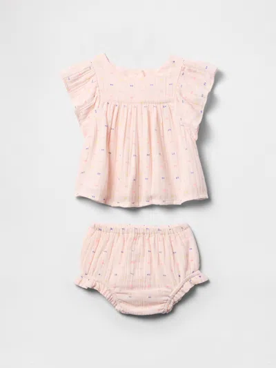 Gap Baby Crinkle Gauze Ruffle Outfit Set In Pink