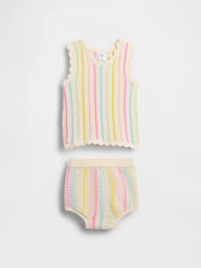 Gap Baby Crochet Stripe Sweater Set In Multi