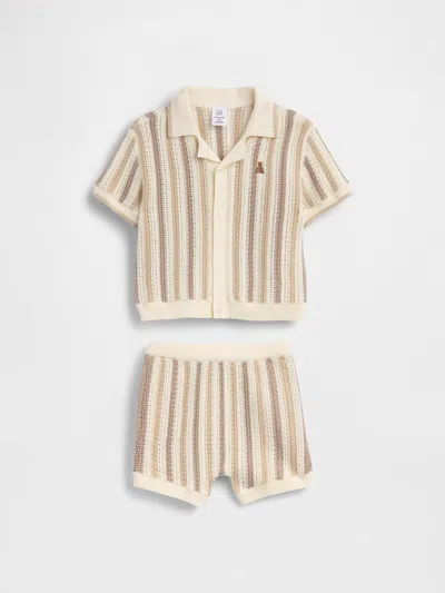Gap Baby Crochet Sweater Outfit Set In Neutral