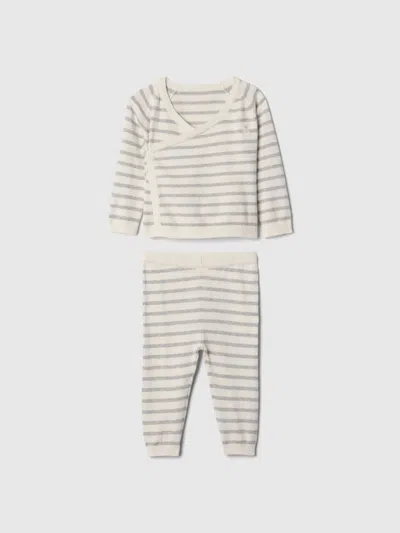 Gap Kids' Baby Crossover Sweater Set In Ivory Frost Stripe