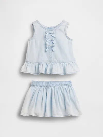 Gap Baby Denim Bow Outfit Set In Blue