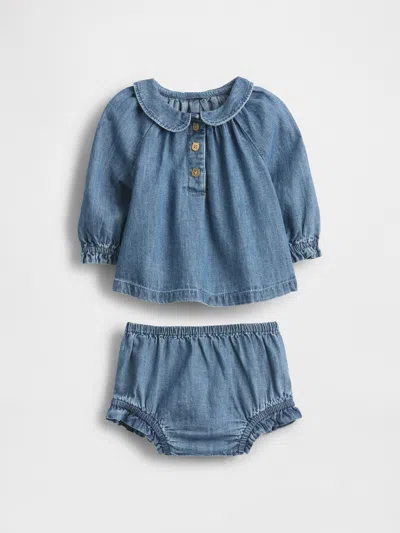 Gap Baby Denim Bubble Outfit Set In Medium Wash