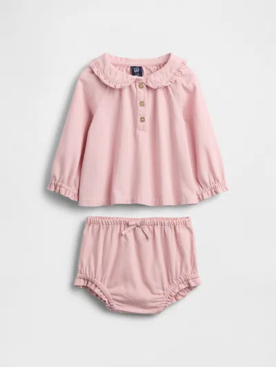 Gap Kids' Baby Denim Bubble Outfit Set In Pink