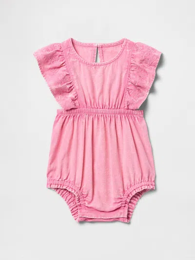 Gap Baby Denim Bubble Shorty One-piece In Classic Pink