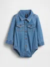 Gap Baby Denim Button-down Bodysuit In Multi