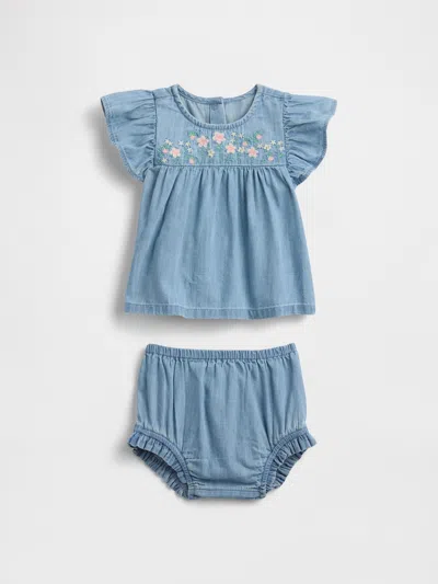 Gap Baby Denim Embroidered Outfit Set In Blue