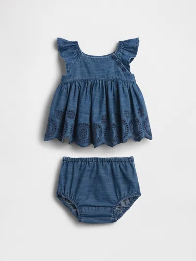 Gap Baby Denim Eyelet Outfit Set In Blue