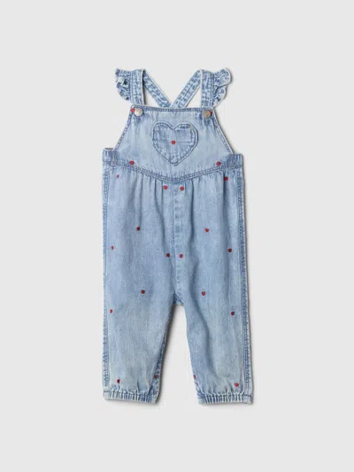 Gap Baby Denim Heart Overalls In Medium Wash