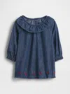 Gap Baby Denim Ruffle Collar Dress In Blue