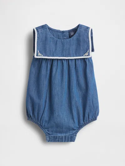 Gap Baby Denim Sailor Bubble Bodysuit In Blue