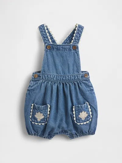 Gap Baby Denim Shell Pocket Bubble Overalls In Blue