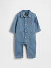 Gap Baby Denim Stripe Utility One-piece In Blue