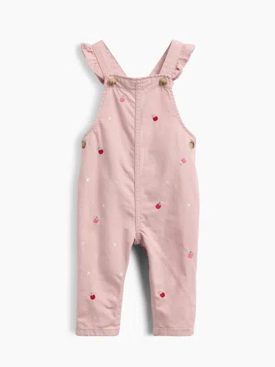 Gap Baby Embroidered Apple Ruffle Overalls In Pink